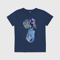 Футболка хлопковая детская Русалка, цвет: тёмно-синий
