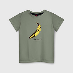Футболка хлопковая детская Банан, Энди Уорхол, цвет: авокадо