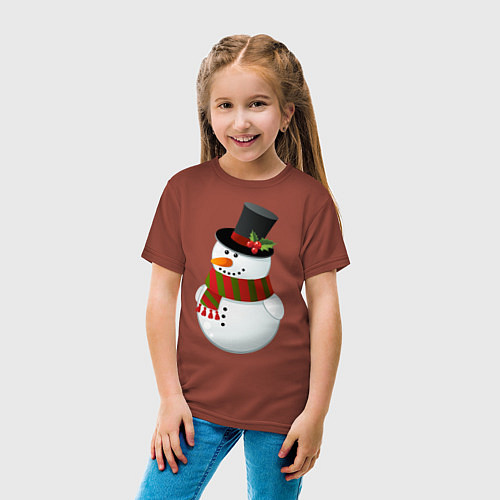 Детская футболка Снеговик / Кирпичный – фото 4