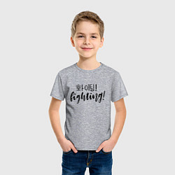 Футболка хлопковая детская Fighting Hwaiting ???!, цвет: меланж — фото 2