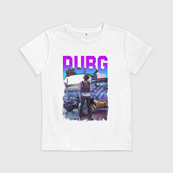 Футболка хлопковая детская PUBG NEON ПУБГ НЕОН Z, цвет: белый
