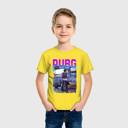 Детская футболка PUBG NEON ПУБГ НЕОН Z / Желтый – фото 3