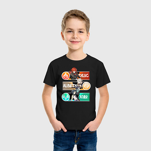 Детская футболка GENSHIN IMPACT ГЕРОИ / Черный – фото 3