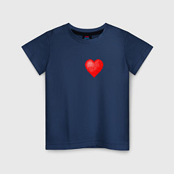 Футболка хлопковая детская Пиксельное Сердце, цвет: тёмно-синий