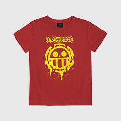 Футболка хлопковая детская Пираты Сердца One Piece, цвет: красный