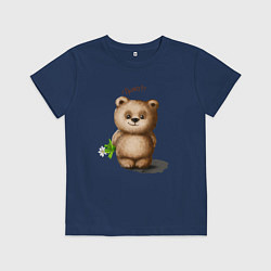 Футболка хлопковая детская Медведь, цвет: тёмно-синий
