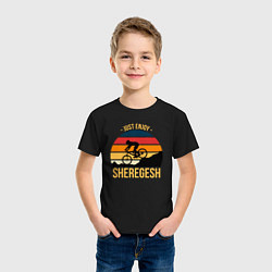 Футболка хлопковая детская Just enjoy Sheregesh, цвет: черный — фото 2