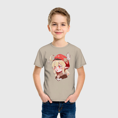 Детская футболка Кли из Genshin Для Хлопка / Миндальный – фото 3