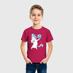 Футболка хлопковая детская Unicorn Volleyball, цвет: маджента — фото 2