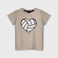 Футболка хлопковая детская Сердце Волейбола, цвет: миндальный