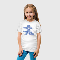 Футболка хлопковая детская Eat - Volleyball, цвет: белый — фото 2