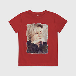 Футболка хлопковая детская Задумчивый Чонгук, цвет: красный