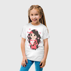 Футболка хлопковая детская Цветение сакуры, цвет: белый — фото 2