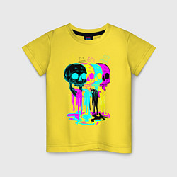 Футболка хлопковая детская 4 ЧЕРЕПА SKULLS NEON, цвет: желтый