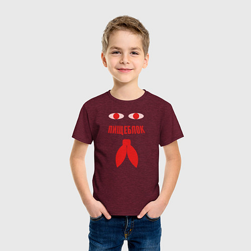 Детская футболка Пищеблок галстук / Меланж-бордовый – фото 3