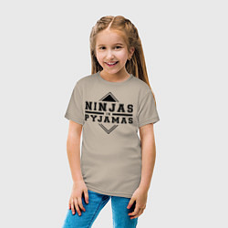 Футболка хлопковая детская Ninjas In Pyjamas, цвет: миндальный — фото 2