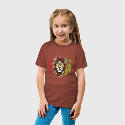 Детская футболка Reggae Lion / Кирпичный – фото 4
