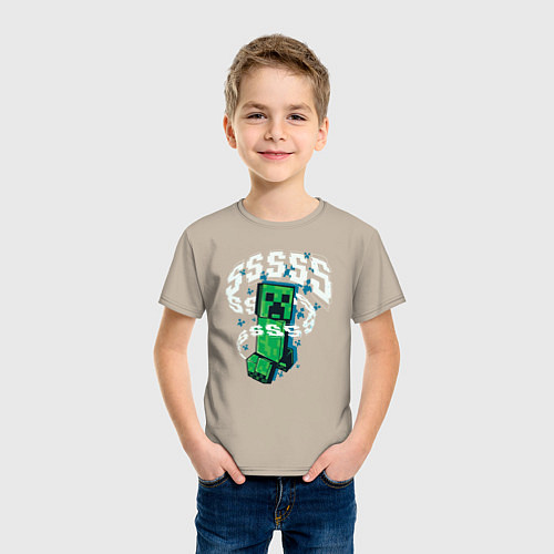 Детская футболка Крипер Creeper Minecraft / Миндальный – фото 3