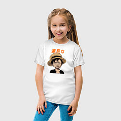Футболка хлопковая детская Луффи One Piece Большой куш, цвет: белый — фото 2
