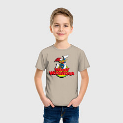 Футболка хлопковая детская Дятел Вуди лого, цвет: миндальный — фото 2