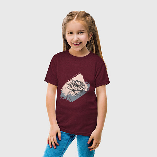 Детская футболка Темная роза - абстракция / Меланж-бордовый – фото 4