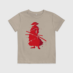 Футболка хлопковая детская Кровь самурая, цвет: миндальный
