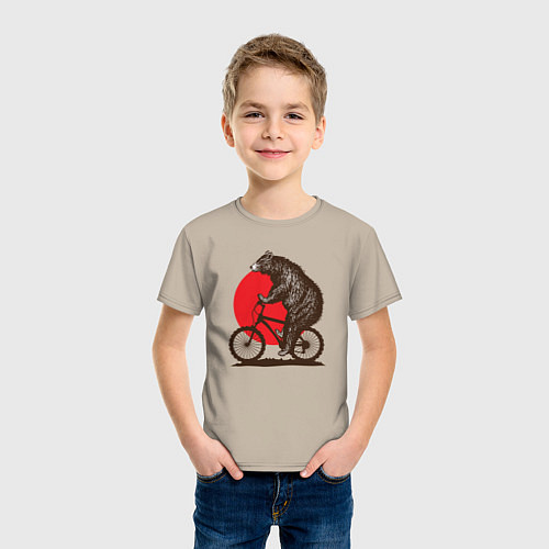 Детская футболка Медведь на велосиеде / Миндальный – фото 3