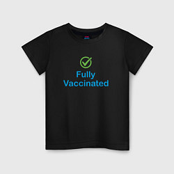 Футболка хлопковая детская Полная вакцинация, цвет: черный