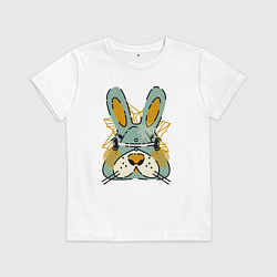 Футболка хлопковая детская Безумный кролик, цвет: белый