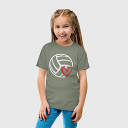 Футболка хлопковая детская Love Volleyball, цвет: авокадо — фото 2