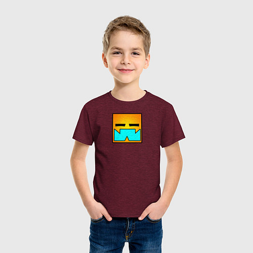Детская футболка Geometry Dash КВАДРАТ / Меланж-бордовый – фото 3