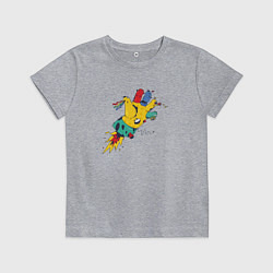 Футболка хлопковая детская Летающая рука, цвет: меланж