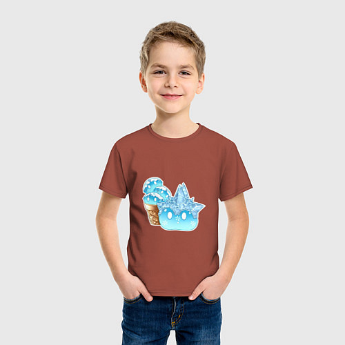 Детская футболка Мороженко-слайм / Кирпичный – фото 3