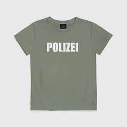 Футболка хлопковая детская POLIZEI Полиция Надпись Белая, цвет: авокадо
