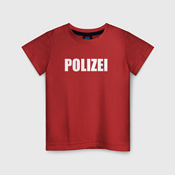 Футболка хлопковая детская POLIZEI Полиция Надпись Белая, цвет: красный