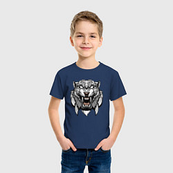 Футболка хлопковая детская Серый Тигр, цвет: тёмно-синий — фото 2