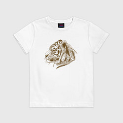 Футболка хлопковая детская Retro Tiger, цвет: белый