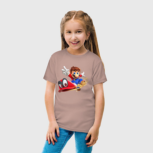 Детская футболка Марио бросает бейсболку / Пыльно-розовый – фото 4