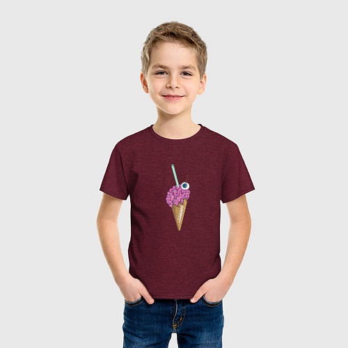 Детская футболка Brain Lovers / Меланж-бордовый – фото 3