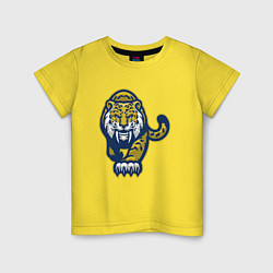 Футболка хлопковая детская Тигр Охотник, цвет: желтый
