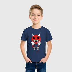 Футболка хлопковая детская Evil Emoji, цвет: тёмно-синий — фото 2