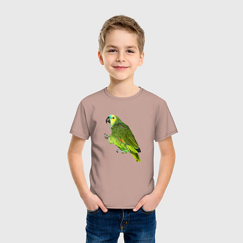 Детская футболка Попугайчик / Пыльно-розовый – фото 3