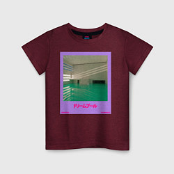 Футболка хлопковая детская Vaporwave pool 1, цвет: меланж-бордовый