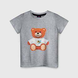 Футболка хлопковая детская Медвежонок в маечке, цвет: меланж