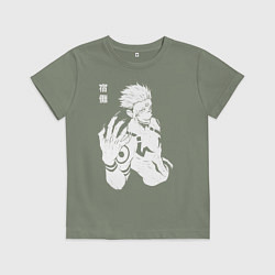 Футболка хлопковая детская Рёмен Сукуна Магическая битва, цвет: авокадо