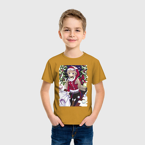Детская футболка Красавица снегурочка, аниме / Горчичный – фото 3