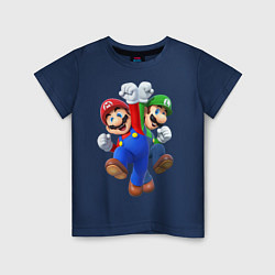 Футболка хлопковая детская Mario Bros, цвет: тёмно-синий