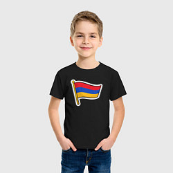 Футболка хлопковая детская Флаг Армении, цвет: черный — фото 2