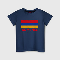 Футболка хлопковая детская Armenia Flag, цвет: тёмно-синий