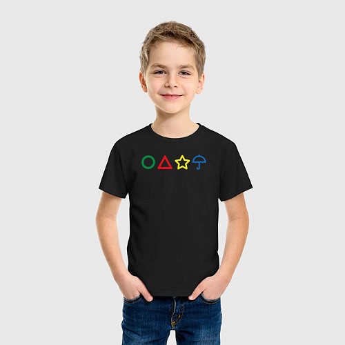 Детская футболка Игра в кальмара Сахарные соты / Черный – фото 3